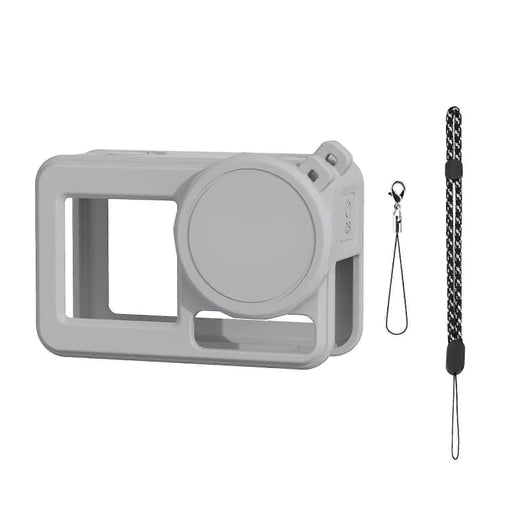 DJI Osmo Action 5 Pro Rubber Silicone Case and Lens Cover - Gray - Silicone Case & Lens Cap