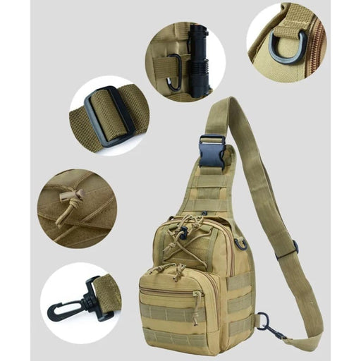 Xtreme Xccessories Tactical Multi-Use Chest Bag for Outdoor Adventures Khaki