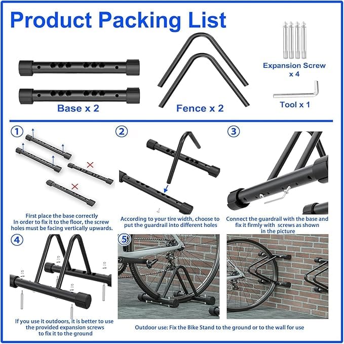 Adjustable Single Bicycle Floor Stand – Compact & Heavy-Duty