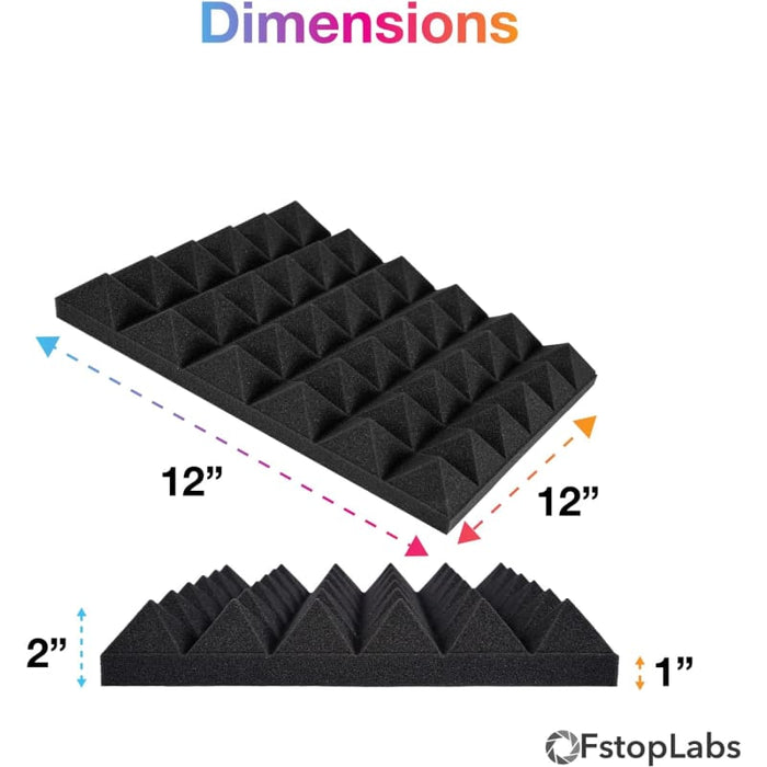 Xtreme Xccessories 12pc Acoustic Pyramid Home Studio Sound Proof Foam Panels 30cm x30cm