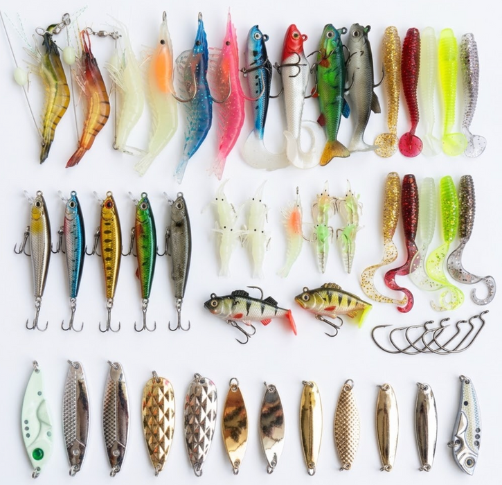 Fishing Lure 49 Pcs Metal and Soft
