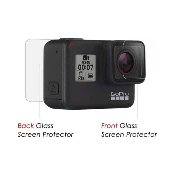 Hero 7 | 6 | 5 Tempered Glass Screen Protector (Front Lens & Back Screen) - Action Camera Accessories