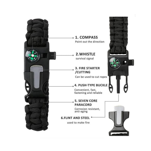 6in1 Survival Compass Paracord Watch - Cameras & Optics