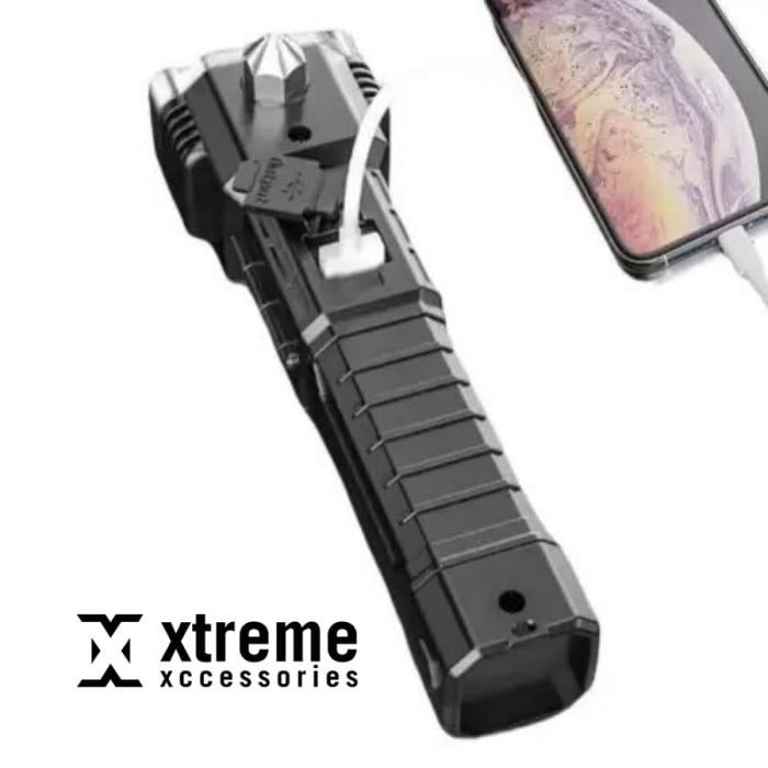 Xtreme Xccessories Super Bright LED Torch with Safety Hammer and Strong Magnet Side Light - Xtreme Xccessories Super Bright LED Torch