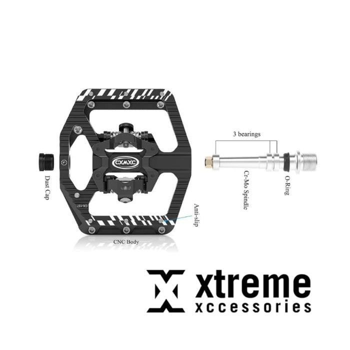 Xtreme Xccessories Footboard Non-Slip Double-Sided Cleat SPD Mountain Bike Downhill Pedals