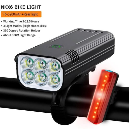 Xtreme Xccessories Bike Light 3600 Lumens USB Chargeable Aluminum MTB Bicycle Light Set 5200mAh