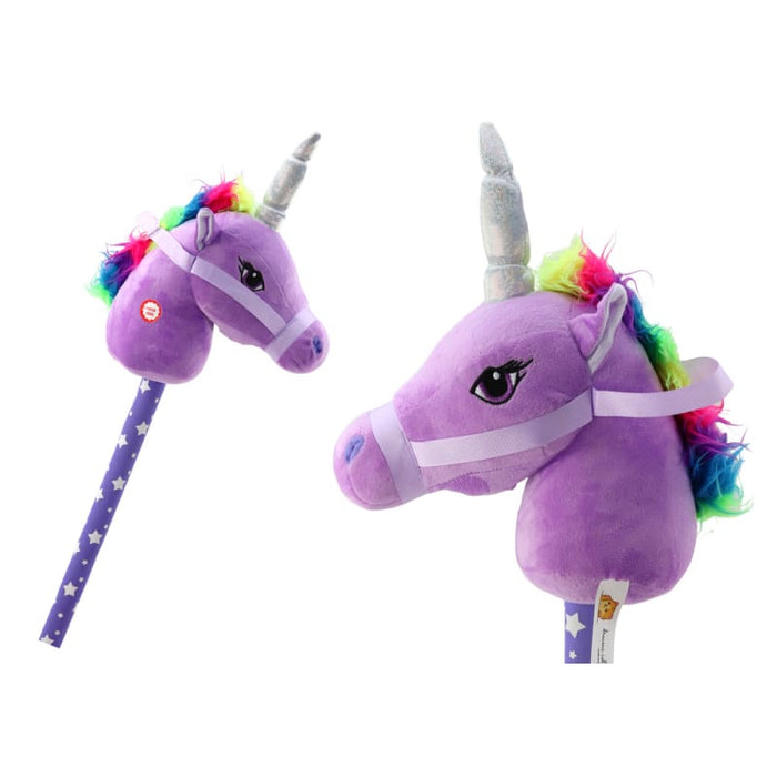 Xtreme Xccessories Plush Unicorn Head On A Stick Hobby Horse Purple Unicorn sounds