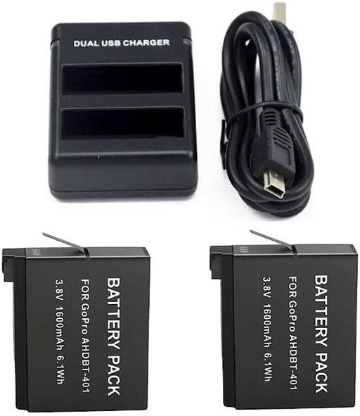 Dual Battery Charger with 2 Batteries for GoPro HERO 4 Cameras - Dual Battery Charger with 2 Batteries for GoPro HERO 4 Cameras