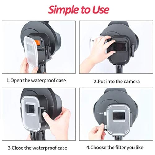 SHOOT DOME PORT FOR GOPRO CAMERA ACCESSORIES WATERPROOF DOME WITH RED FILTER AND 10X MAGNIFIER FILTER FOR GOPRO HERO7 BLACK/HERO 6/HERO 5 /