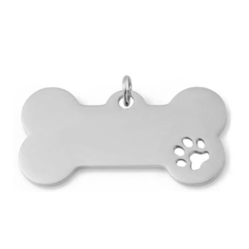 Laser Engraved Dog Bone Paw Print Tags Pendant Charm Dog ID Stainless Steel Blank Dog Tags - Silver - Laser Engraved Dog Bone Paw Print Tags