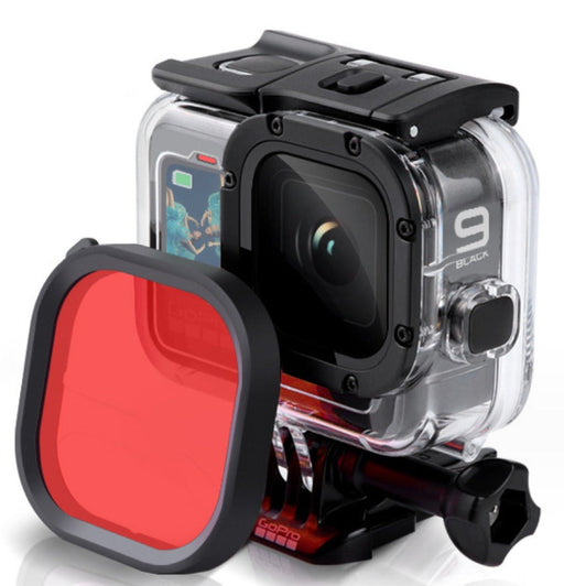 Xtreme Xccessories Gopro 12 11 10 9 Waterproof Housing Case Red Diving Lens Filters