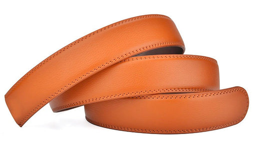 Men Leather Style Belt Multi-color Rachet Belt for Men without Buckle - Tan