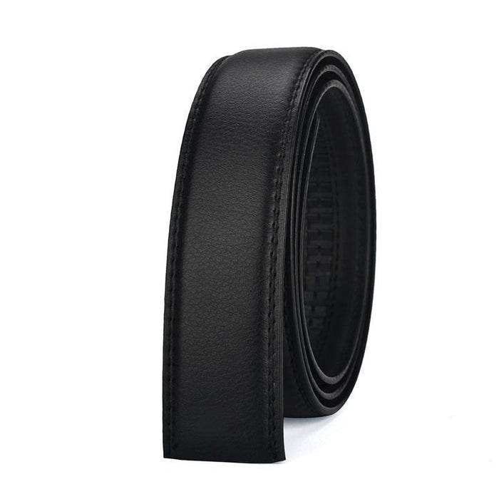 Men Leather Style Belt Multi-color Rachet Belt for Men without Buckle - Black